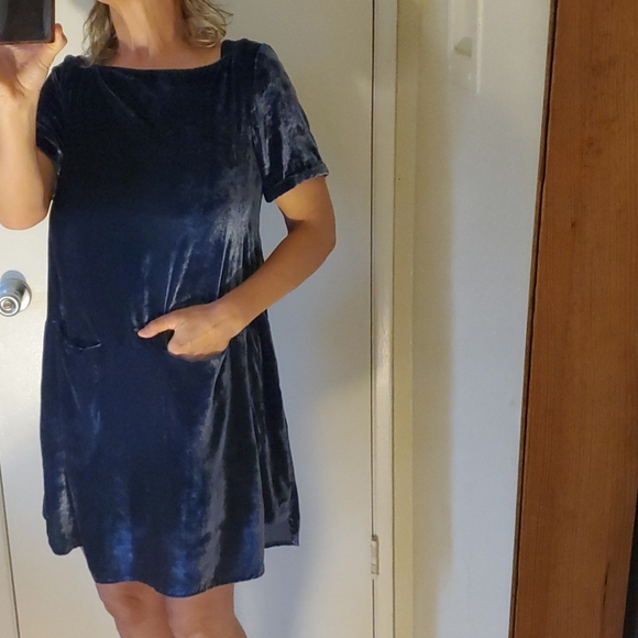 Anthropologie Dresses & Skirts - Anthropologie blue velvet dress S